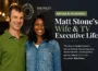 Angela Howard and Matt Stone at public event Comedy Central executive and wife of South Park co-creator