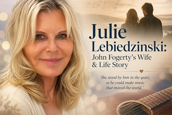 Julie Lebiedzinski smiling with husband John Fogerty at a public event