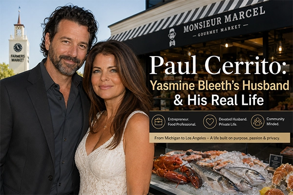 Paul Cerrito and Yasmine Bleeth at a public event in Los Angeles